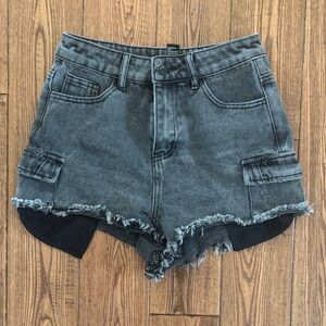 Forever 21 Dark Gray/black Denim Jean Shorts